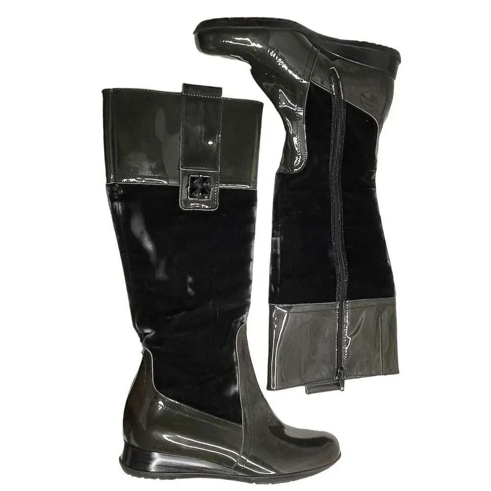 Roberto Botticelli Women's Green Knee-High Velvet and Leather Boots Size 6 (36) - Picture 1 of 8